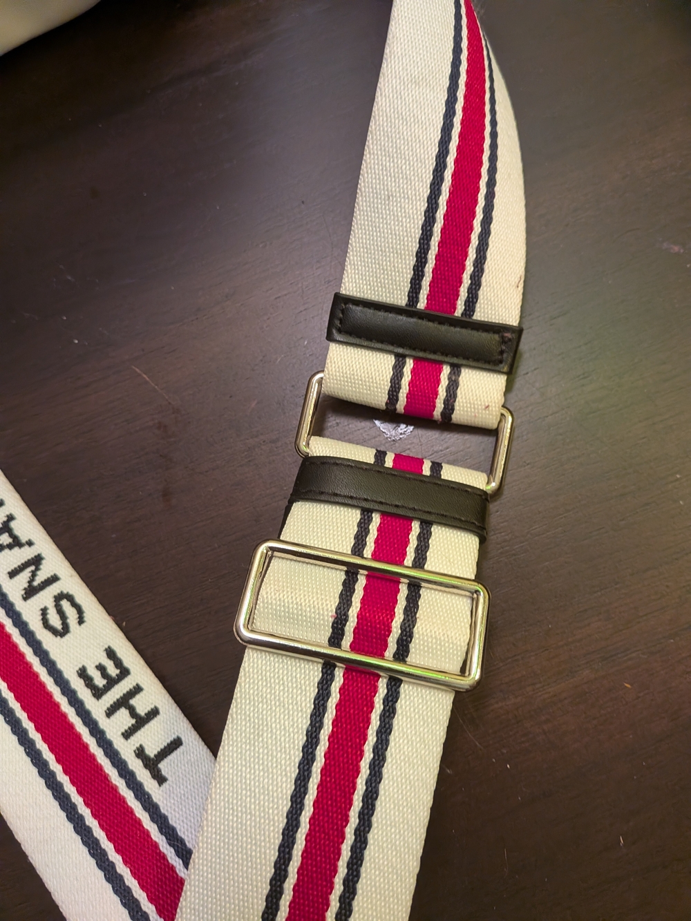 Canvas GuitarStrap Crossbody Cream with Red & Black Stripe